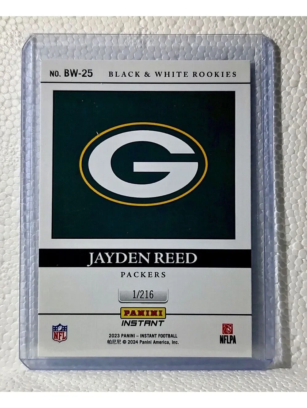 Jayden Reed 2023 Panini NFL #25 Black & White Rookies Card Packers 1/216